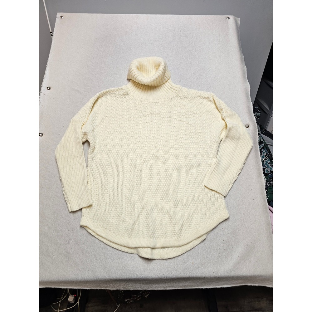 Dorose Womens Cream Waffle Knit Turtleneck Sweater Oversized Cream Medium